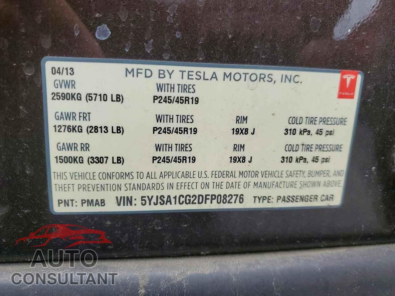 TESLA MODEL S 2013 - 5YJSA1CG2DFP08276