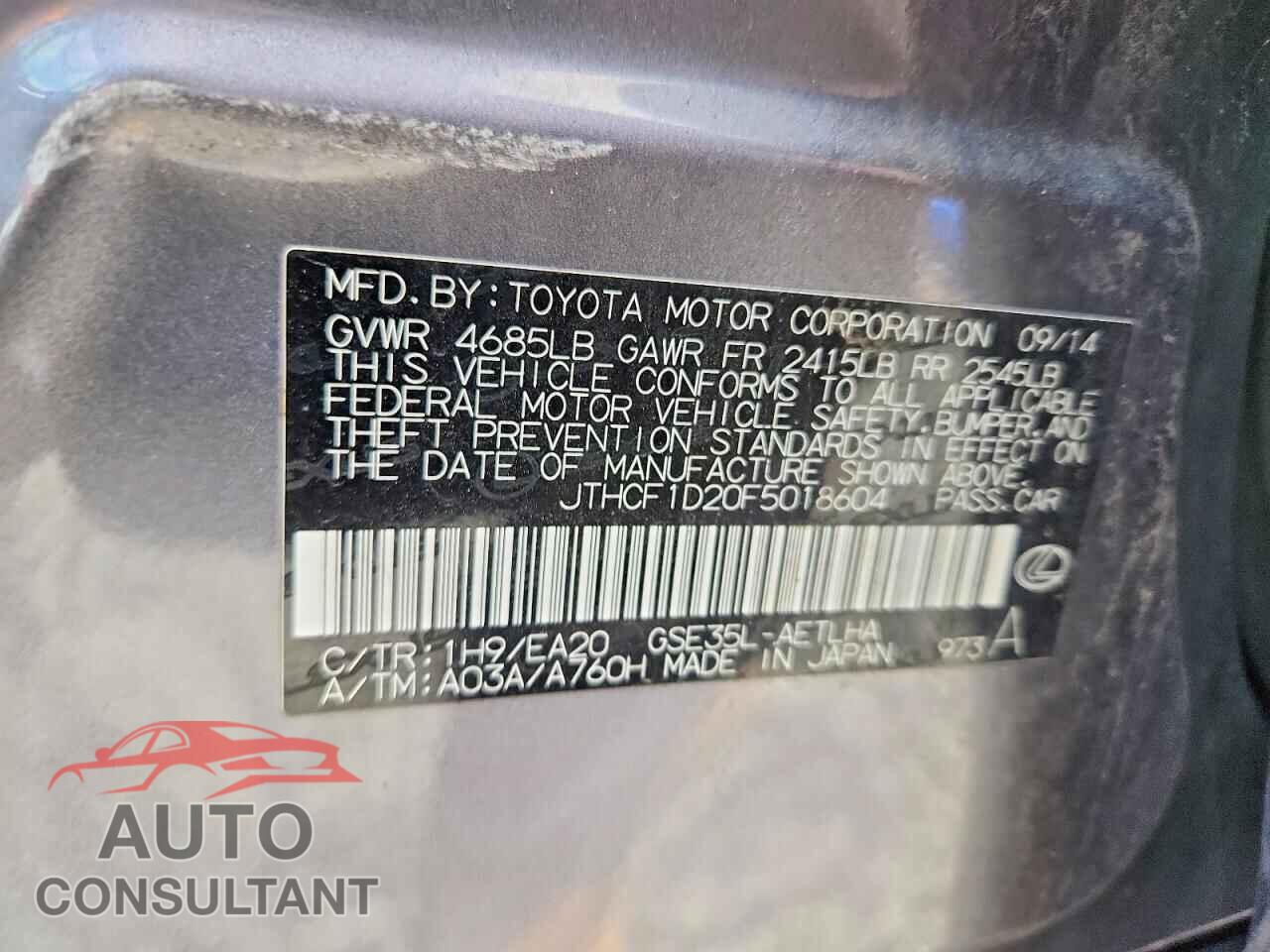 LEXUS IS 2015 - JTHCF1D20F5018604