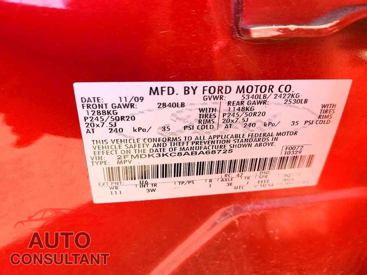 FORD EDGE 2010 - 2FMDK3KC8ABA68725