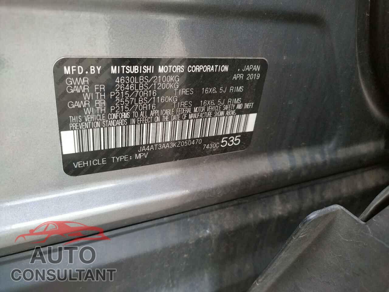 MITSUBISHI ECLIPSE 2019 - JA4AT3AA3KZ050470