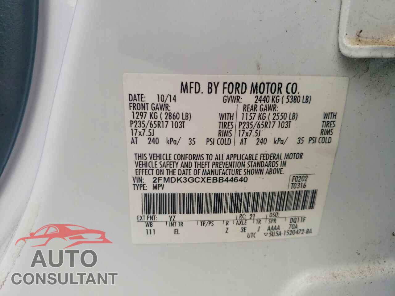 FORD EDGE 2014 - 2FMDK3GCXEBB44640