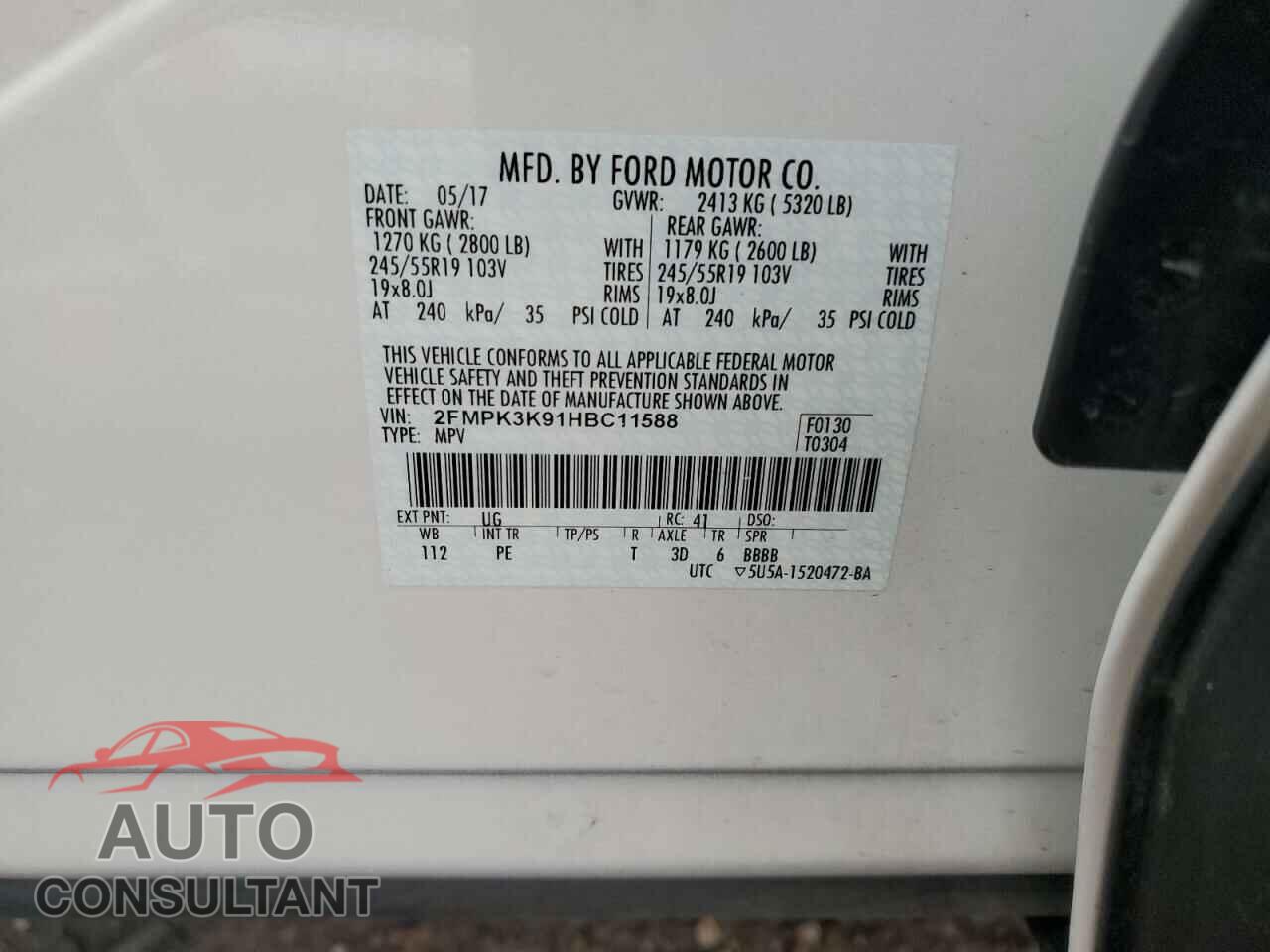 FORD EDGE 2017 - 2FMPK3K91HBC11588