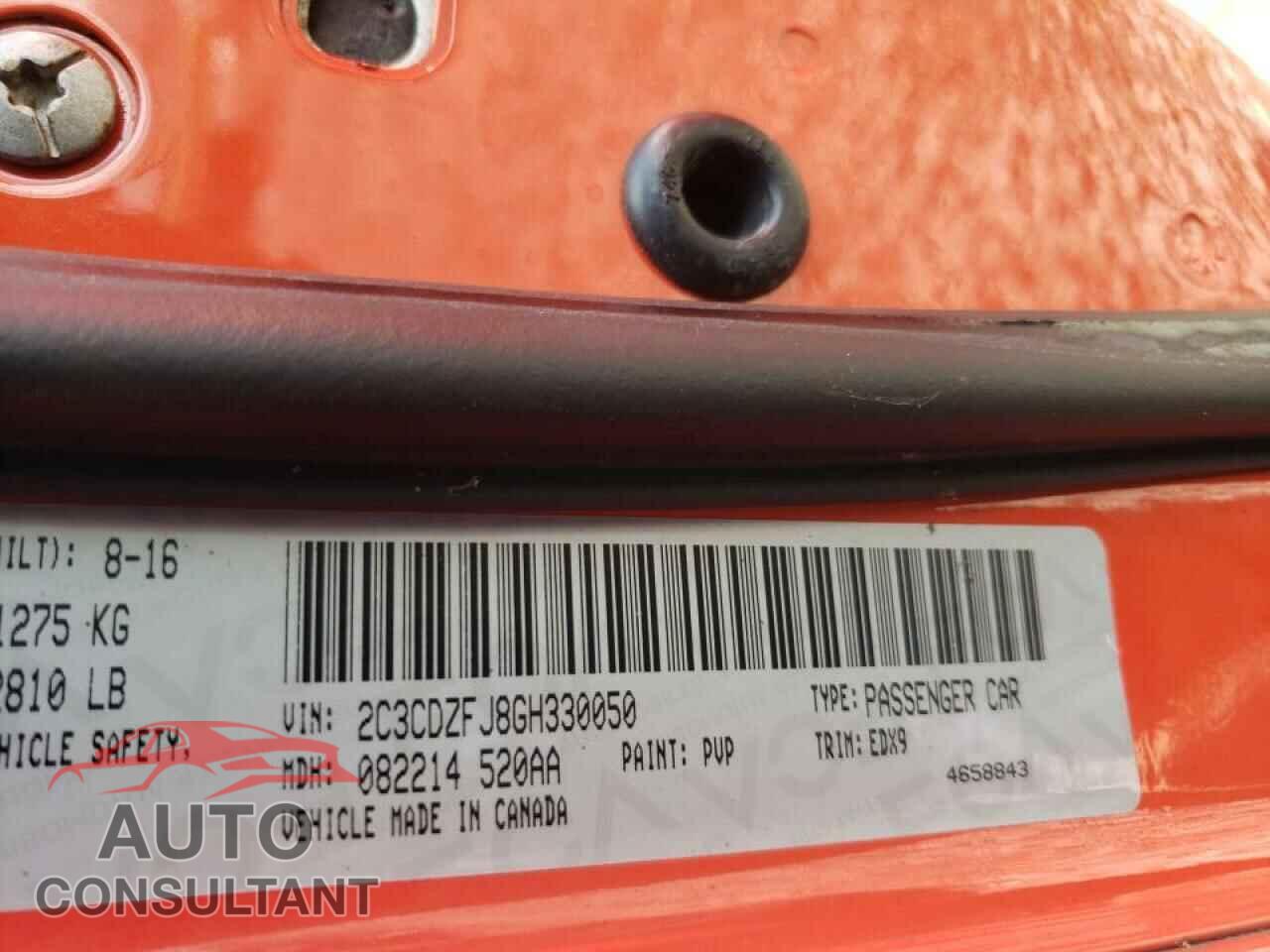 DODGE CHALLENGER 2016 - 2C3CDZFJ8GH330050