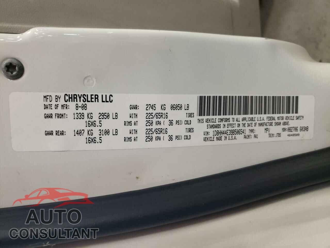 DODGE CARAVAN 2009 - 1D8HN44E39B506541