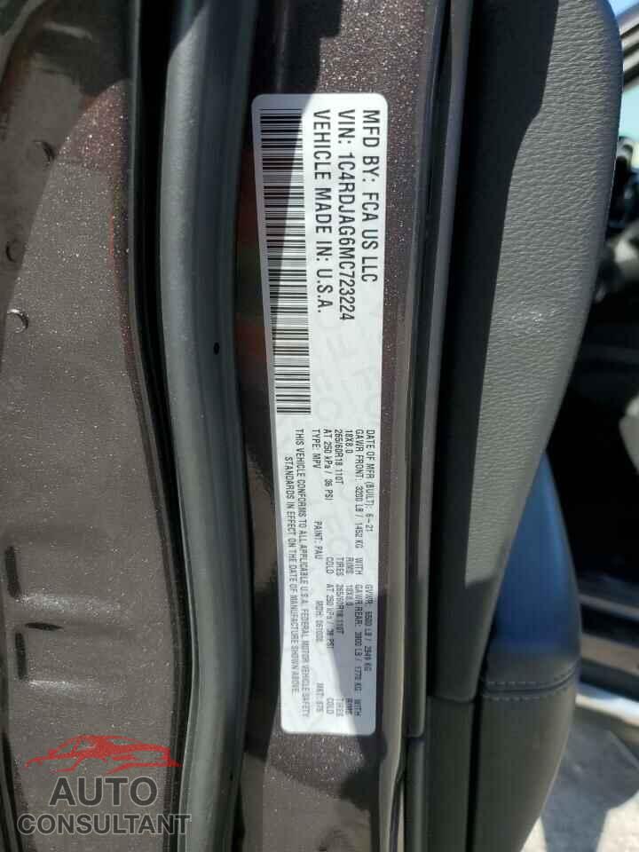 DODGE DURANGO 2021 - 1C4RDJAG6MC723224