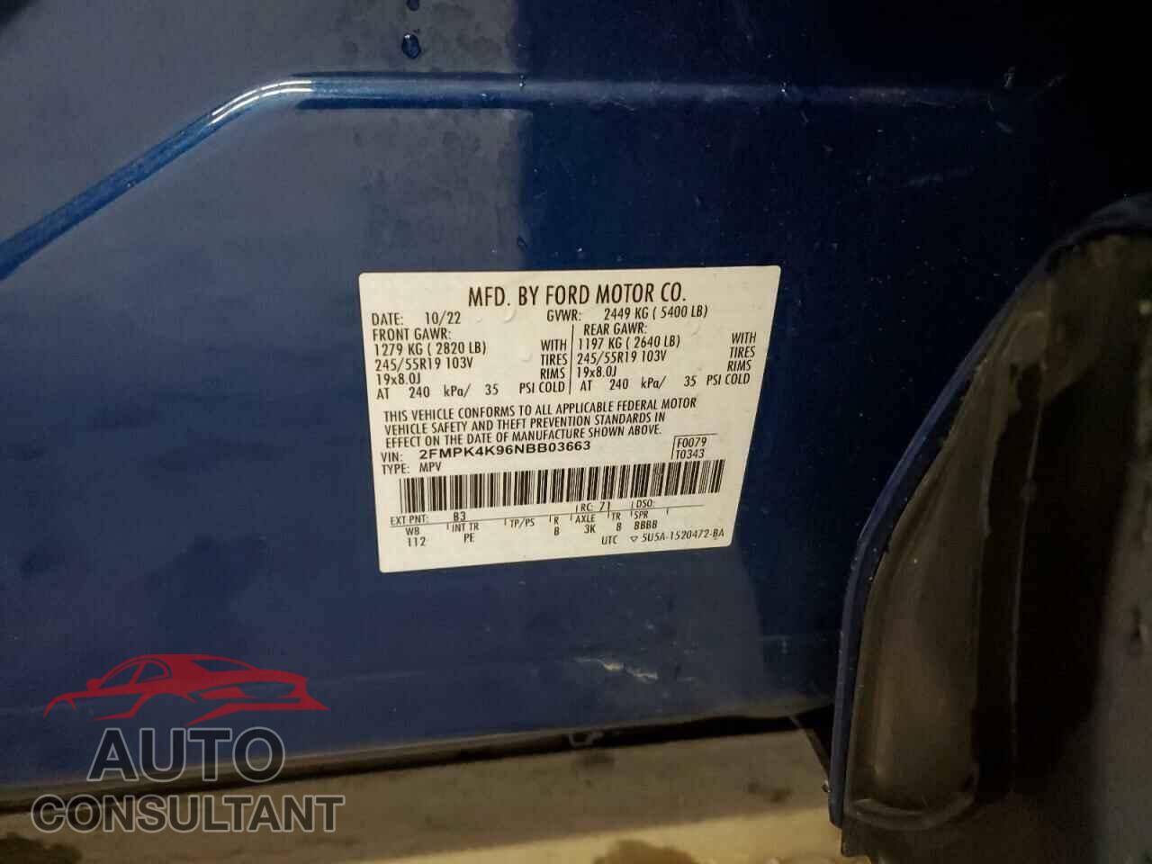 FORD EDGE 2022 - 2FMPK4K96NBB03663