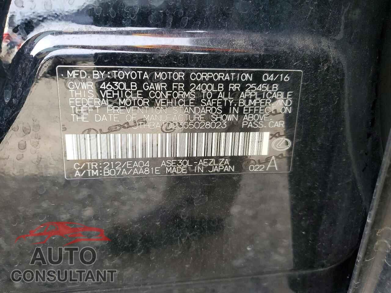 LEXUS IS 2016 - JTHBA1D23G5028023