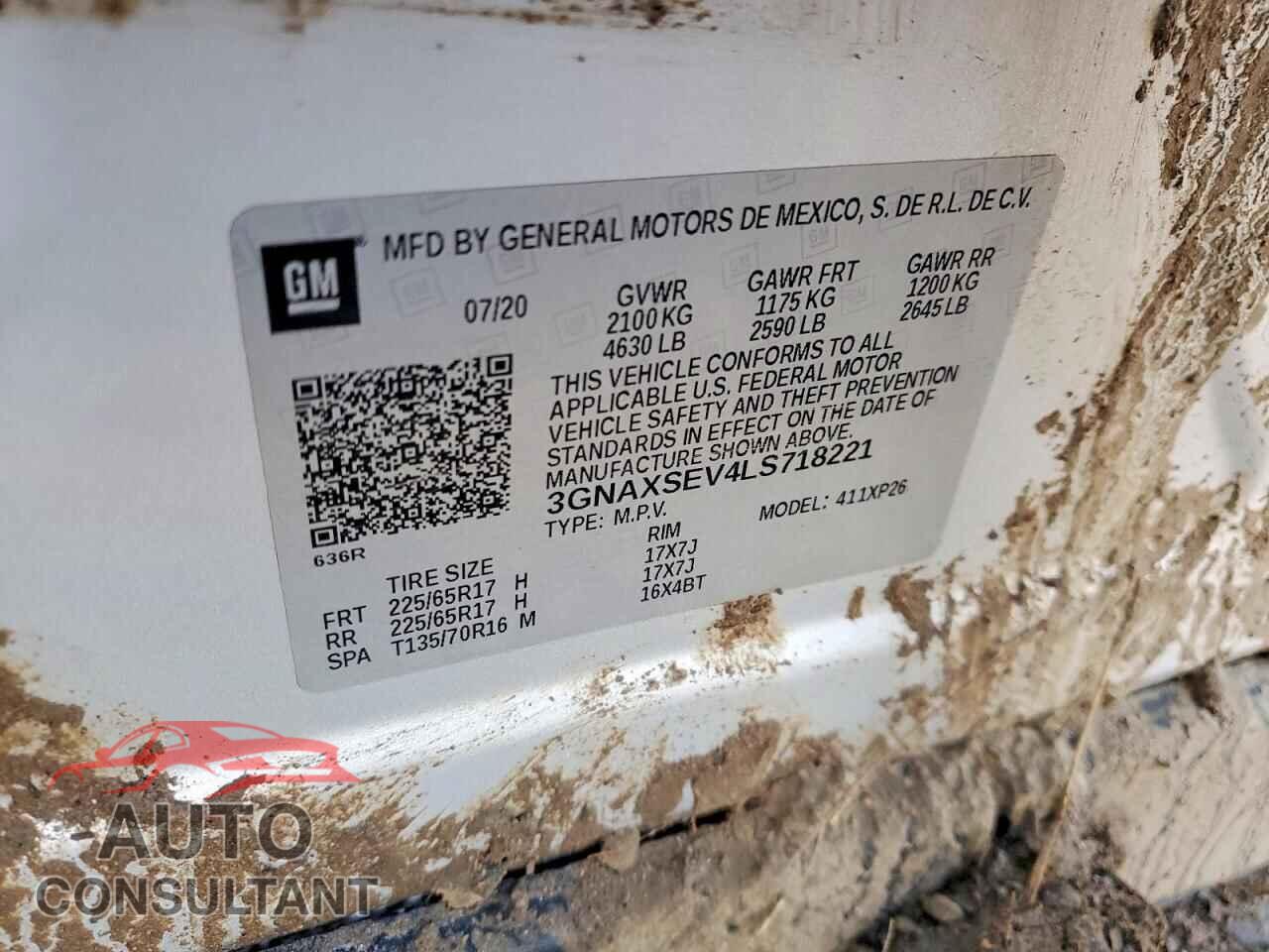 CHEVROLET EQUINOX 2020 - 3GNAXSEV4LS718221