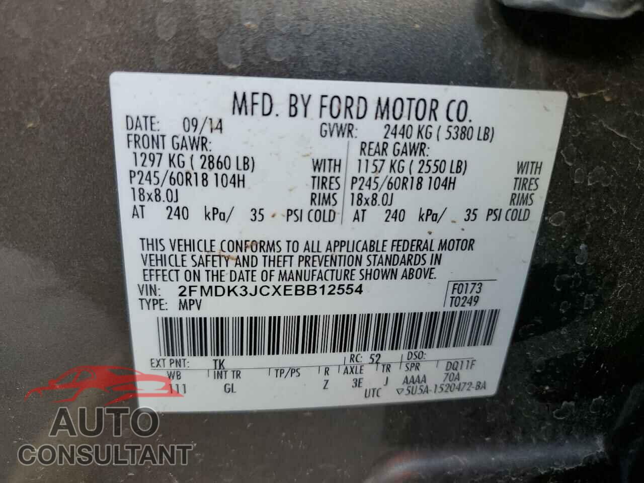 FORD EDGE 2014 - 2FMDK3JCXEBB12554