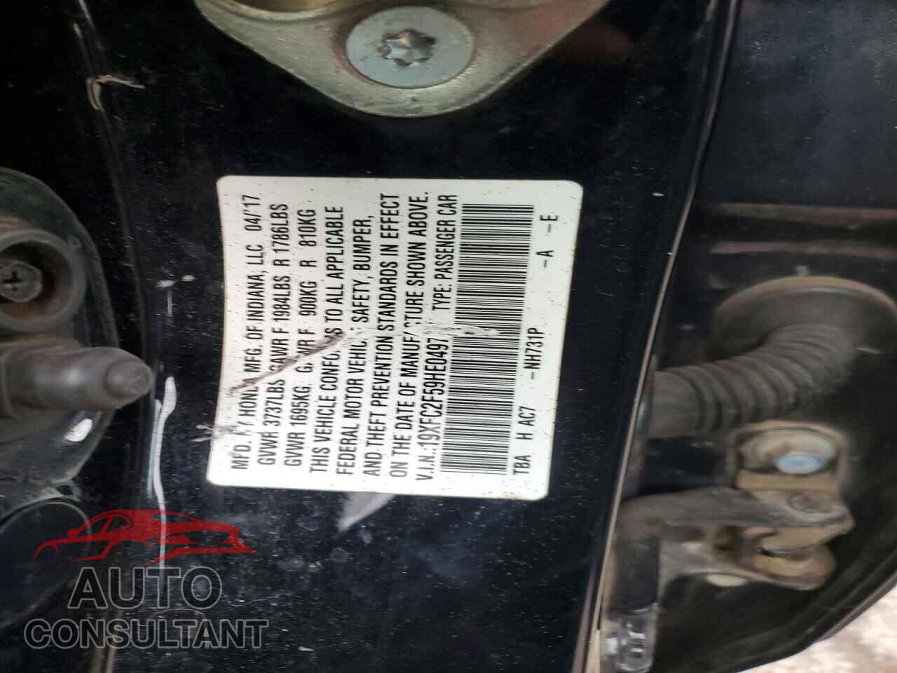 HONDA CIVIC 2017 - 19XFC2F59HE049717