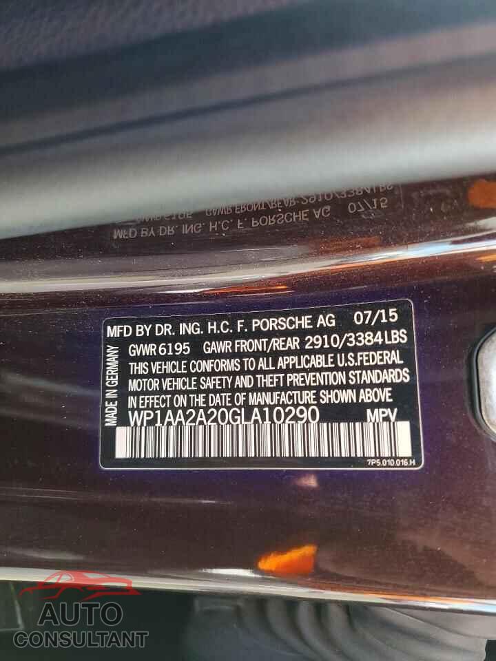 PORSCHE CAYENNE 2016 - WP1AA2A20GLA10290