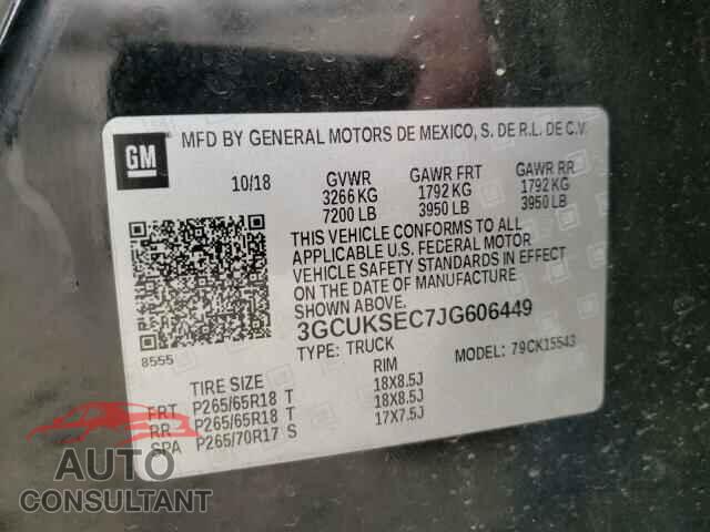 CHEVROLET SILVERADO 2018 - 3GCUKSEC7JG606449