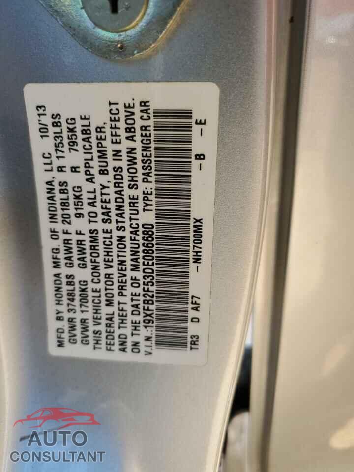 HONDA CIVIC 2013 - 19XFB2F53DE086680