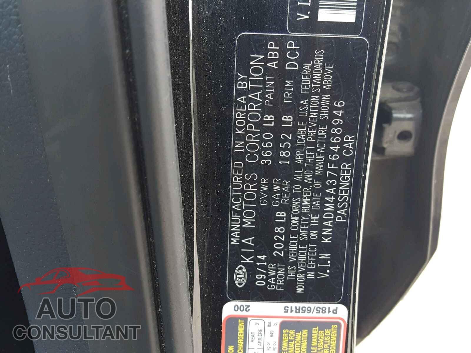 KIA RIO 2015 - KNADM4A37F6468946