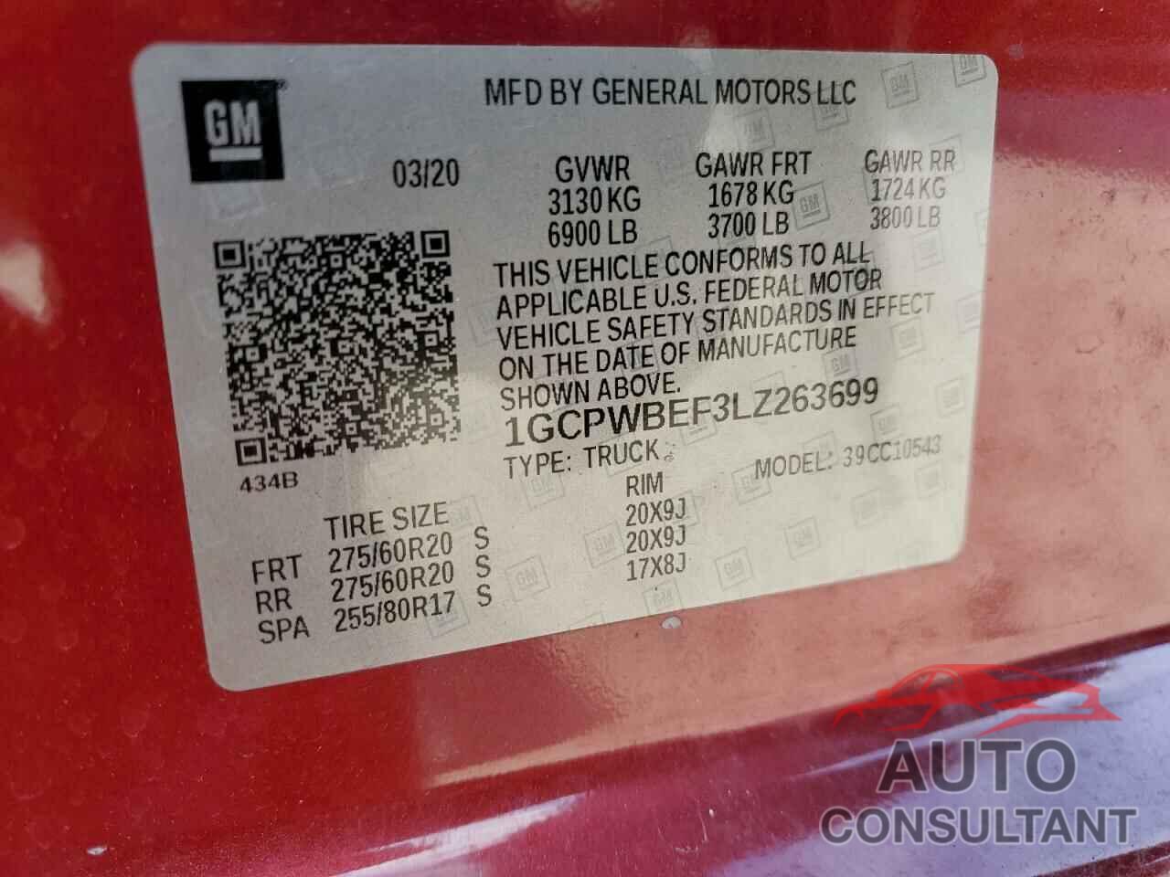 CHEVROLET ALL Models 2020 - 1GCPWBEF3LZ263699