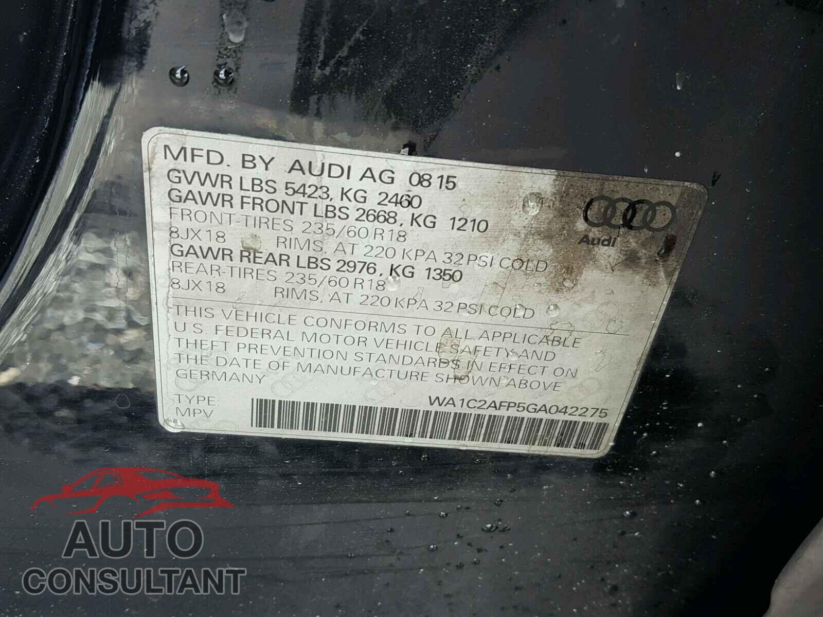 AUDI Q5 2016 - WA1C2AFP5GA042275
