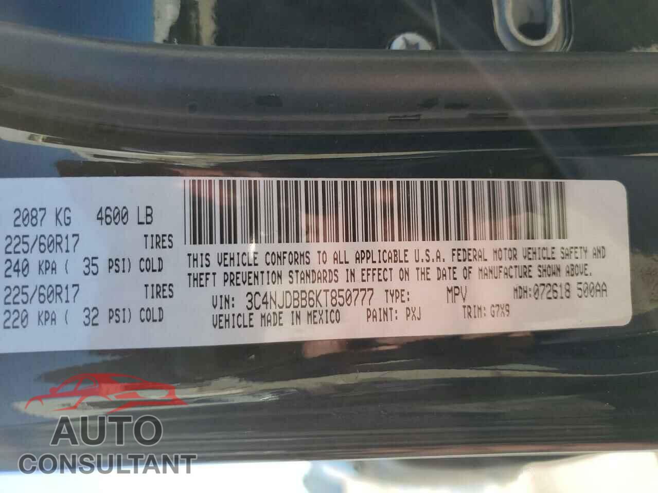 JEEP COMPASS 2019 - 3C4NJDBB6KT850777