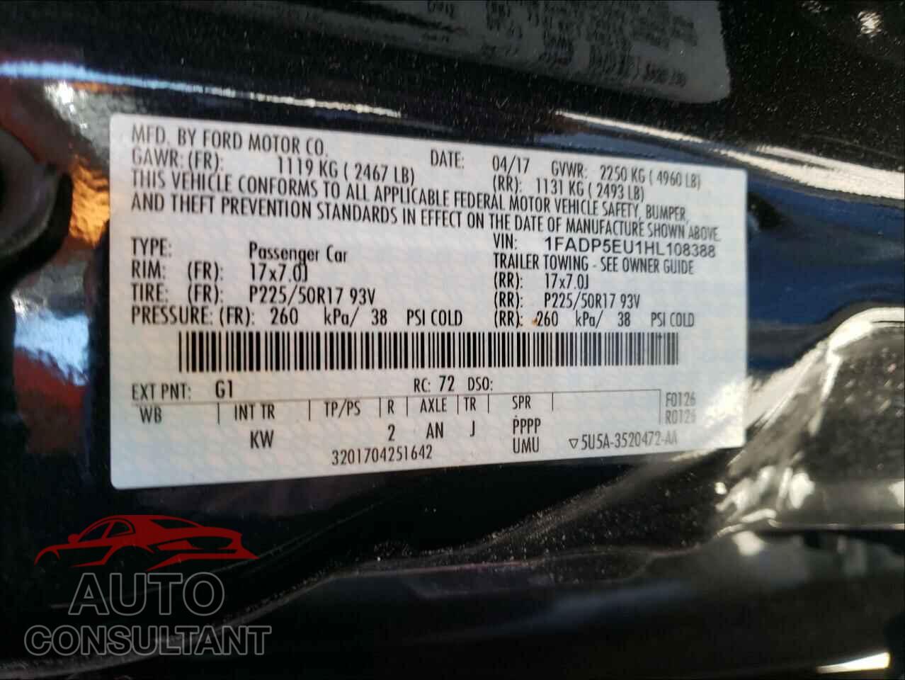 FORD CMAX 2017 - 1FADP5EU1HL108388
