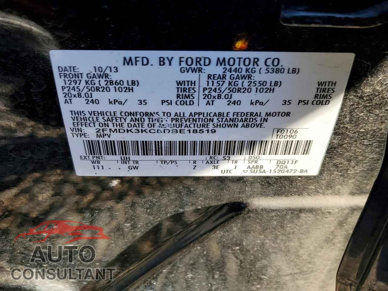 FORD EDGE 2013 - 2FMDK3KC8DBE18519