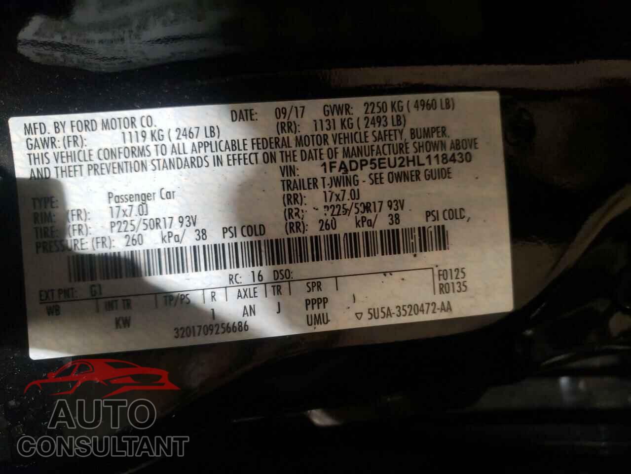 FORD CMAX 2017 - 1FADP5EU2HL118430