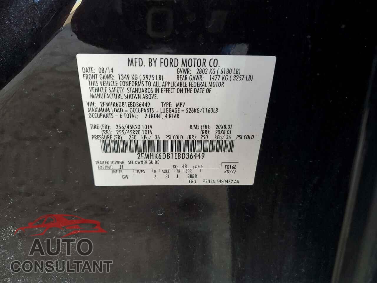 FORD FLEX 2014 - 2FMHK6D81EBD36449