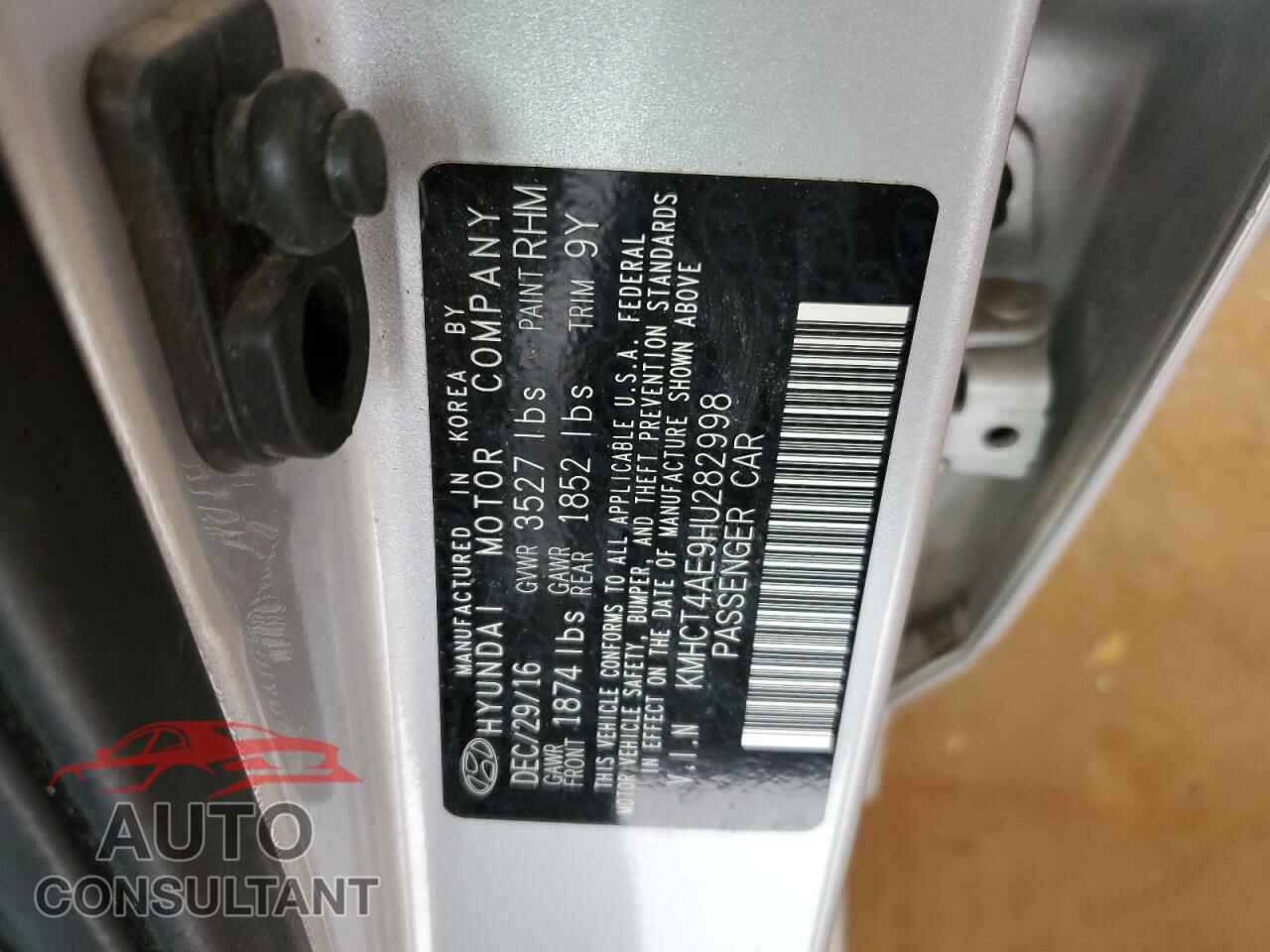 HYUNDAI ACCENT 2017 - KMHCT4AE9HU282998