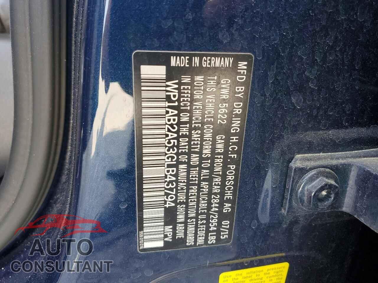 PORSCHE MACAN 2016 - WP1AB2A53GLB43794