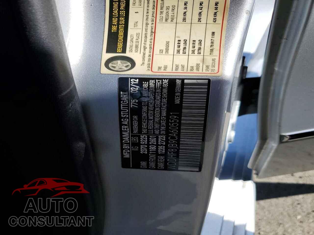 MERCEDES-BENZ E-CLASS 2012 - WDDHF8JB9CA605591