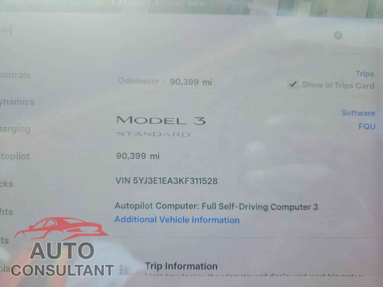 TESLA MODEL 3 2019 - 5YJ3E1EA3KF311528