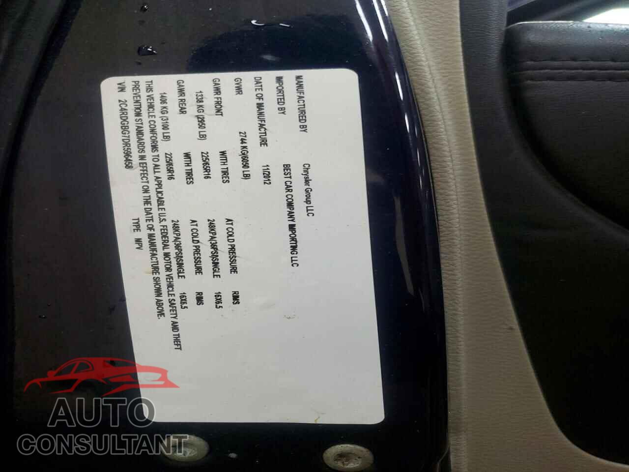 DODGE CARAVAN 2013 - 2C4RDGBG7DR596458