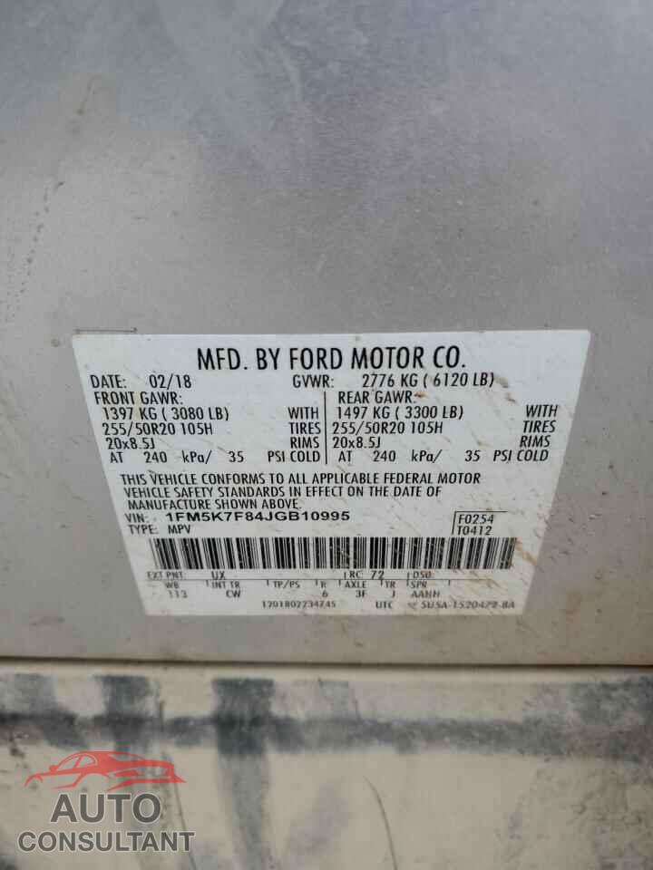 FORD EXPLORER 2018 - 1FM5K7F84JGB10995