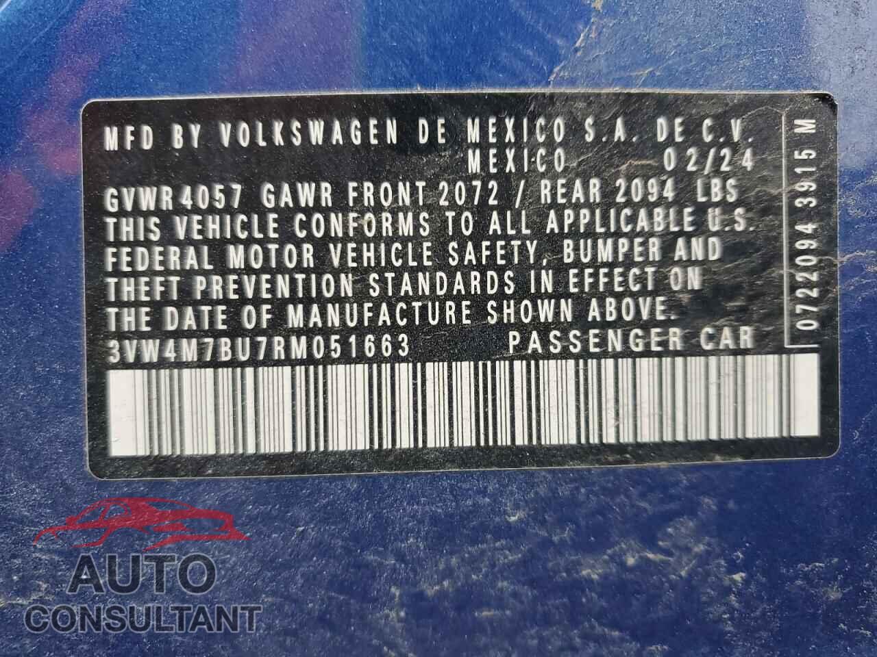 VOLKSWAGEN JETTA 2024 - 3VW4M7BU7RM051663