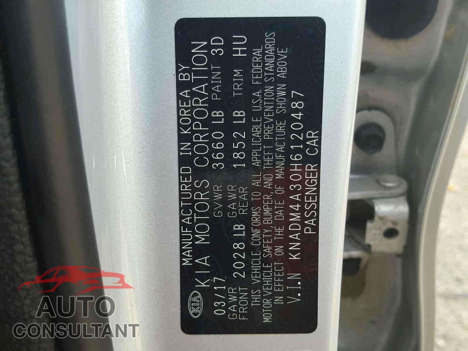 KIA RIO 2017 - KNADM4A30H6120487