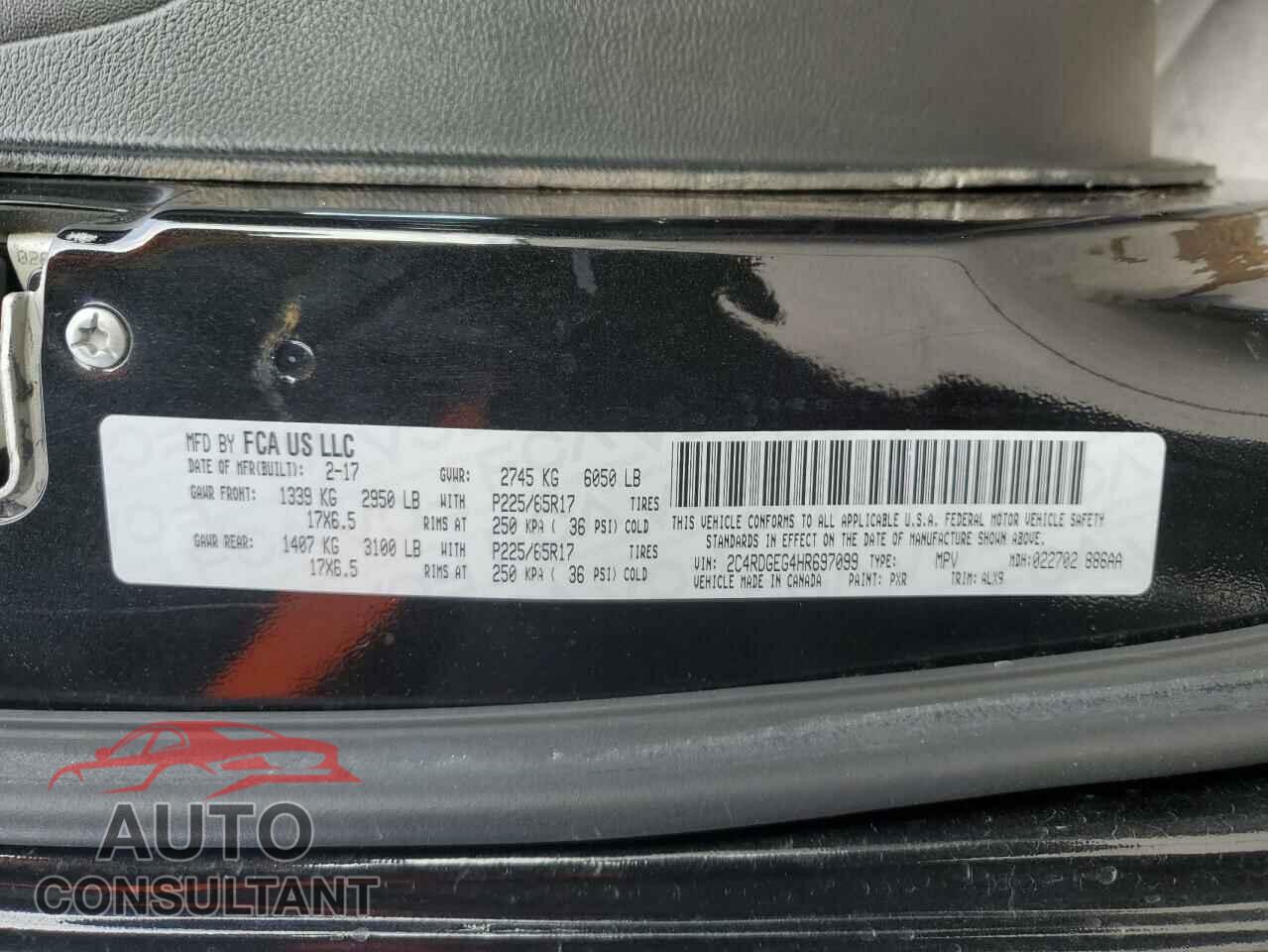 DODGE CARAVAN 2017 - 2C4RDGEG4HR697099