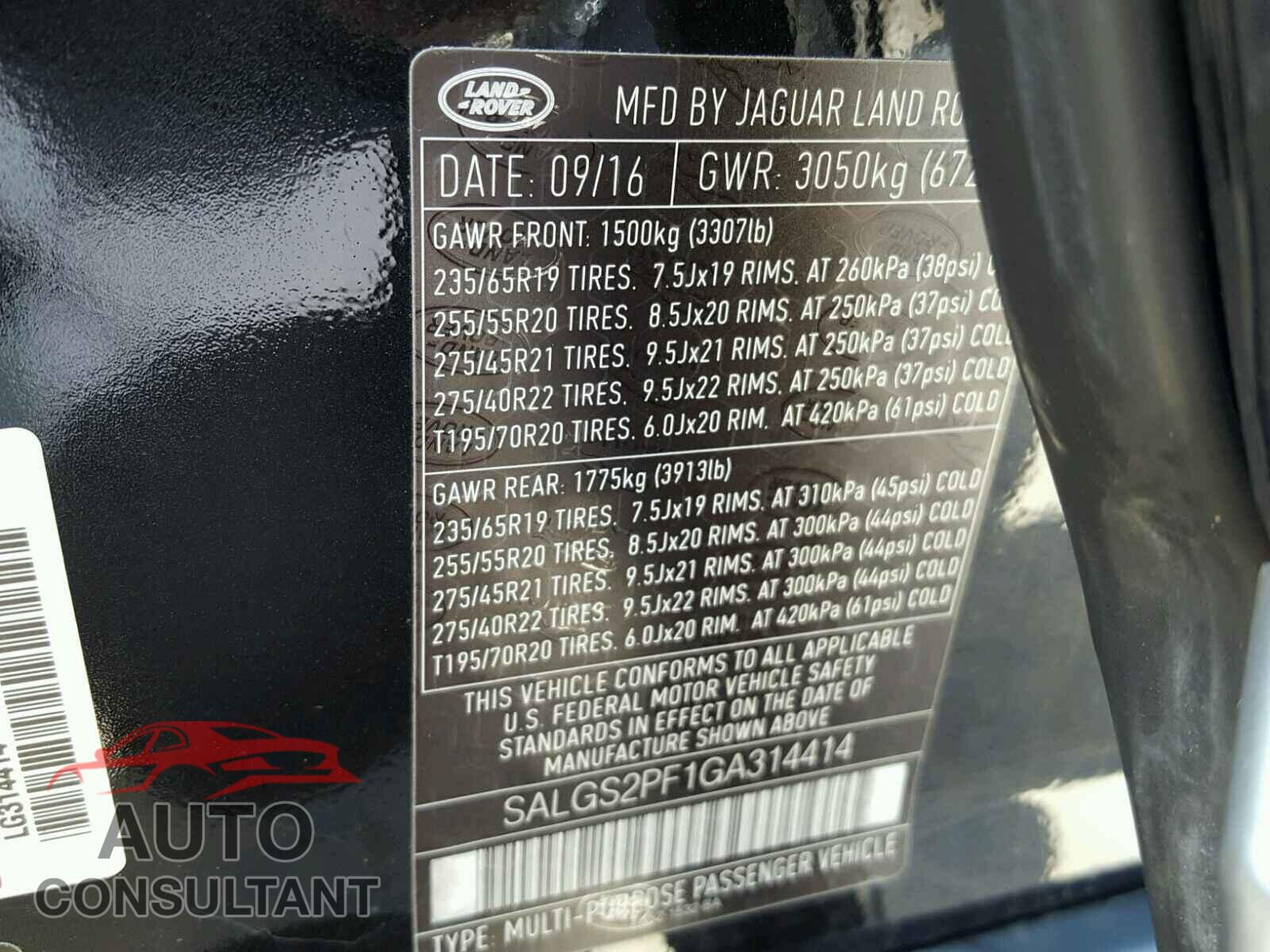 LAND ROVER RANGEROVER 2016 - SALGS2PF1GA314414