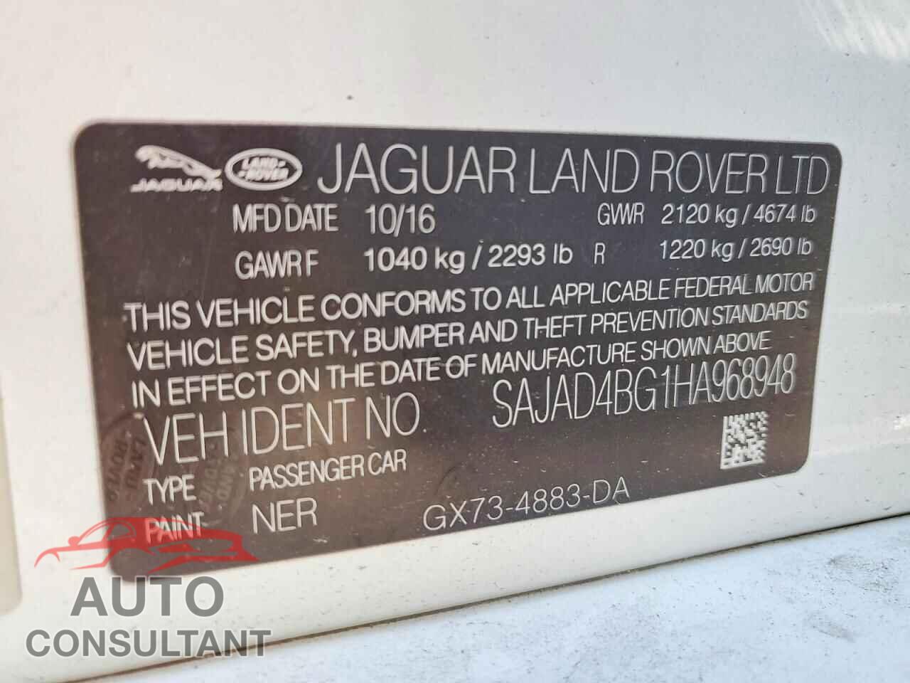 JAGUAR XE 2017 - SAJAD4BG1HA968948