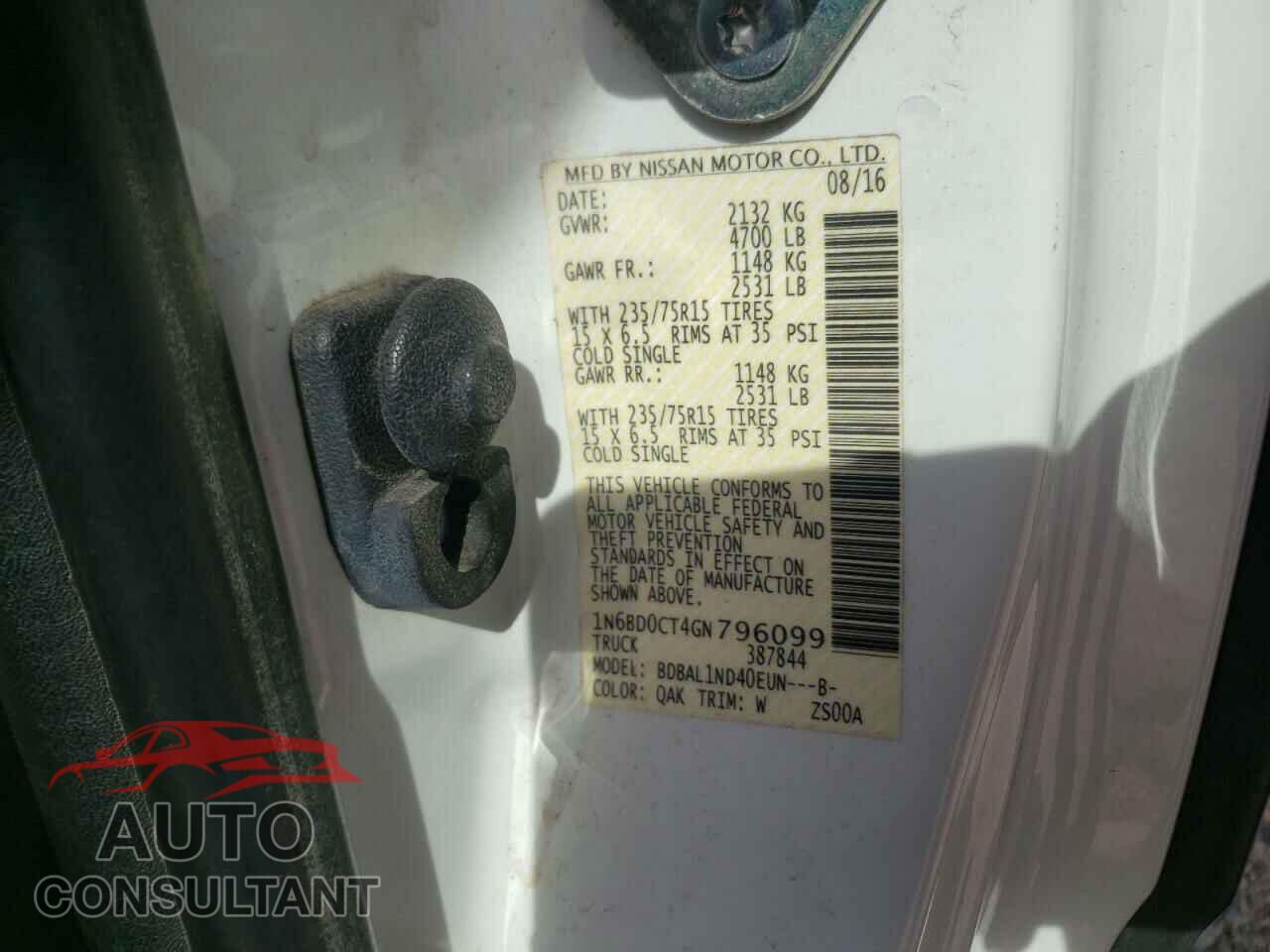 NISSAN FRONTIER 2016 - 1N6BD0CT4GN796099
