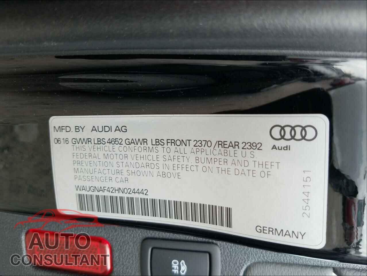 AUDI A4 2017 - WAUGNAF42HN024442