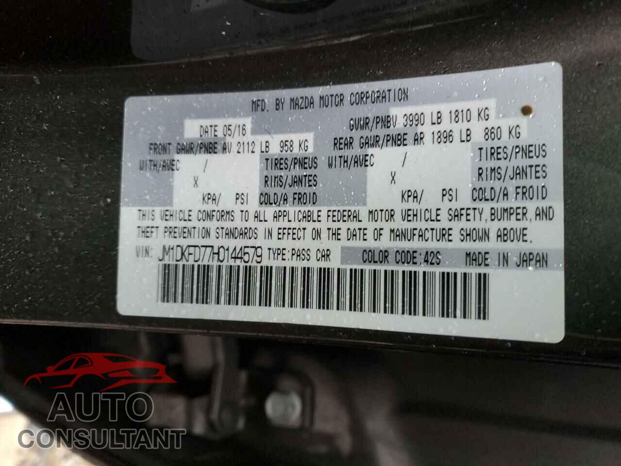 MAZDA CX-3 2017 - JM1DKFD77H0144579