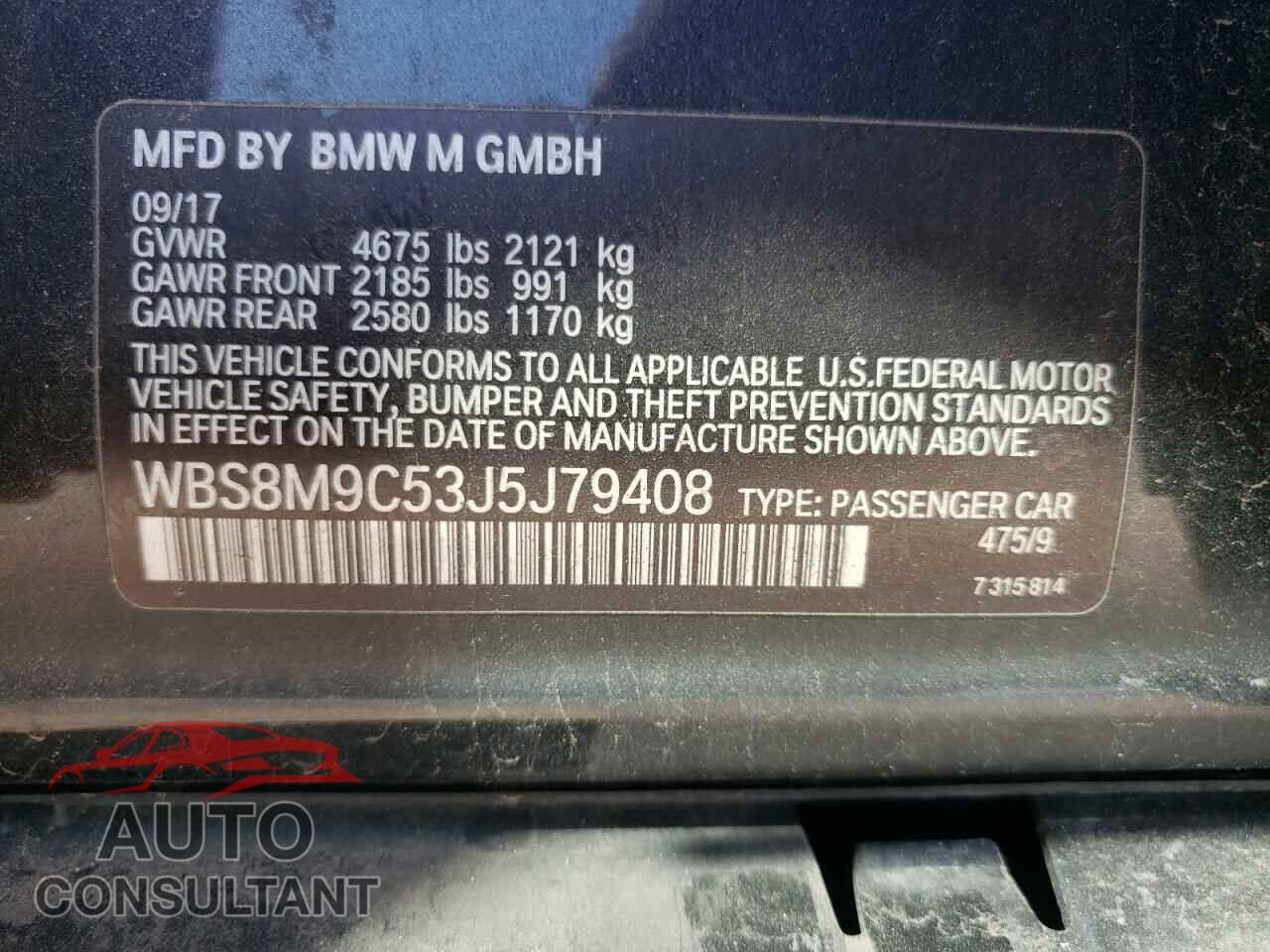 BMW M3 2018 - WBS8M9C53J5J79408