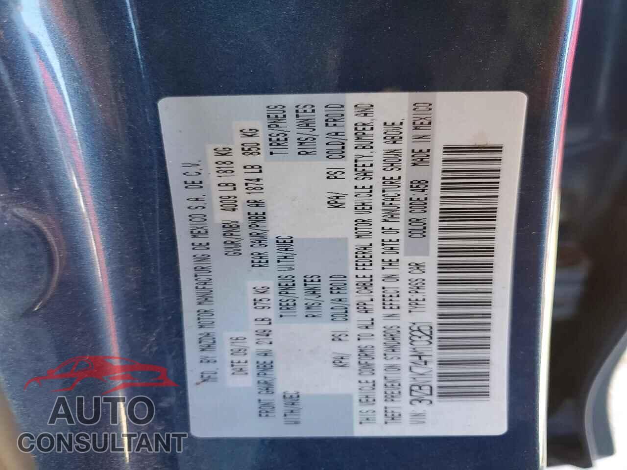 MAZDA 3 2017 - 3MZBN1K74HM103261