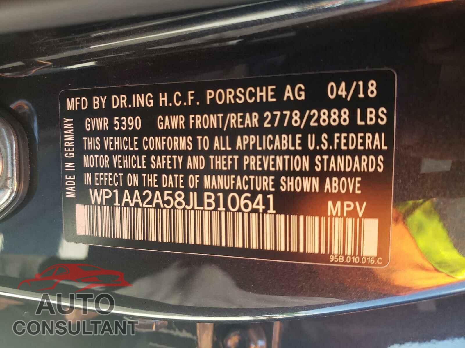 PORSCHE MACAN 2018 - WP1AA2A58JLB10641