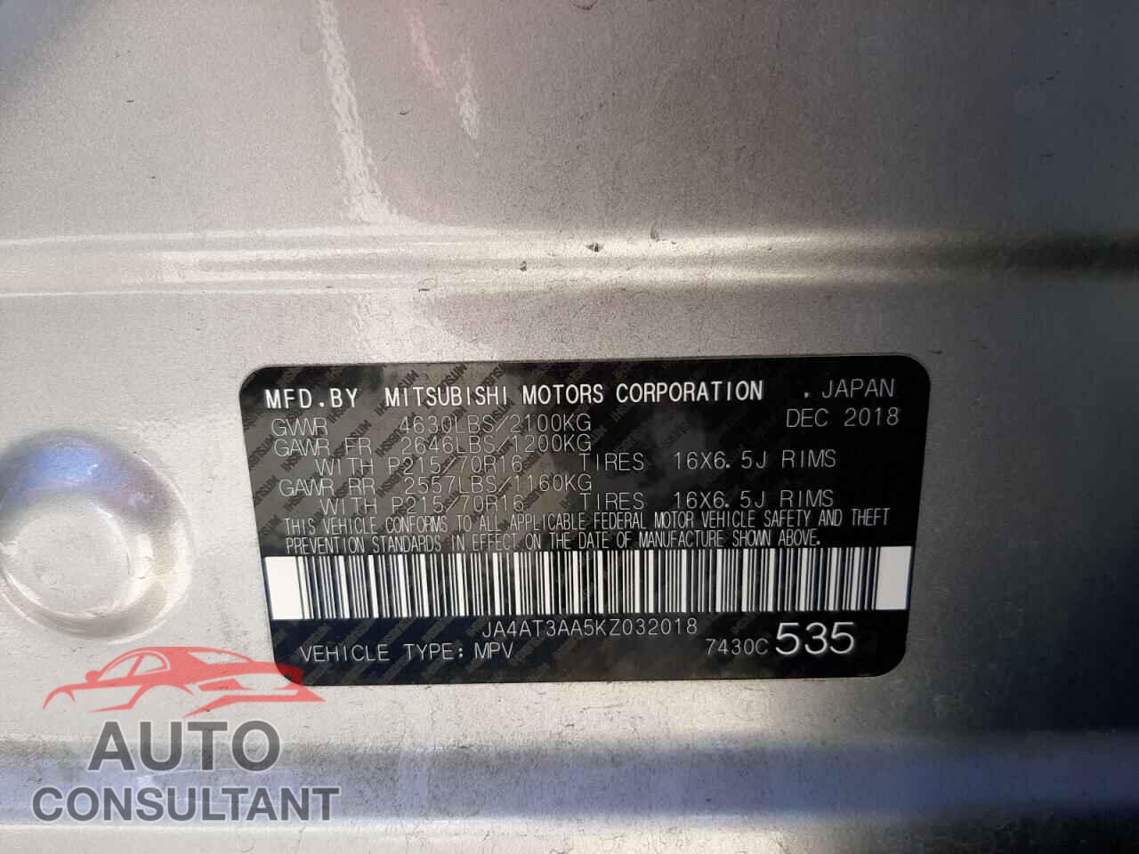 MITSUBISHI ECLIPSE 2019 - JA4AT3AA5KZ032018