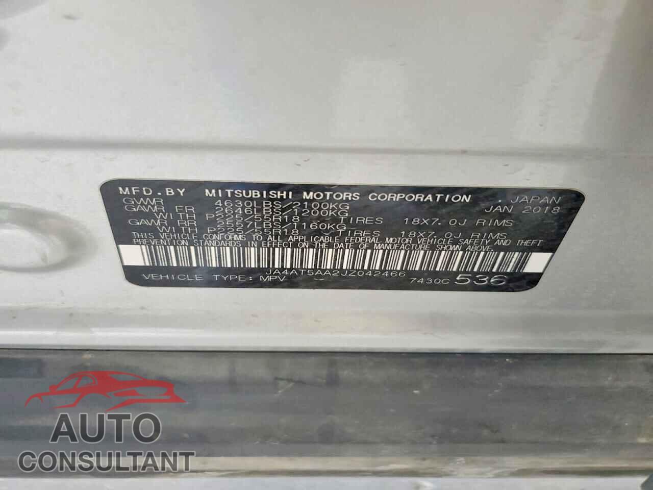 MITSUBISHI ECLIPSE 2018 - JA4AT5AA2JZ042466