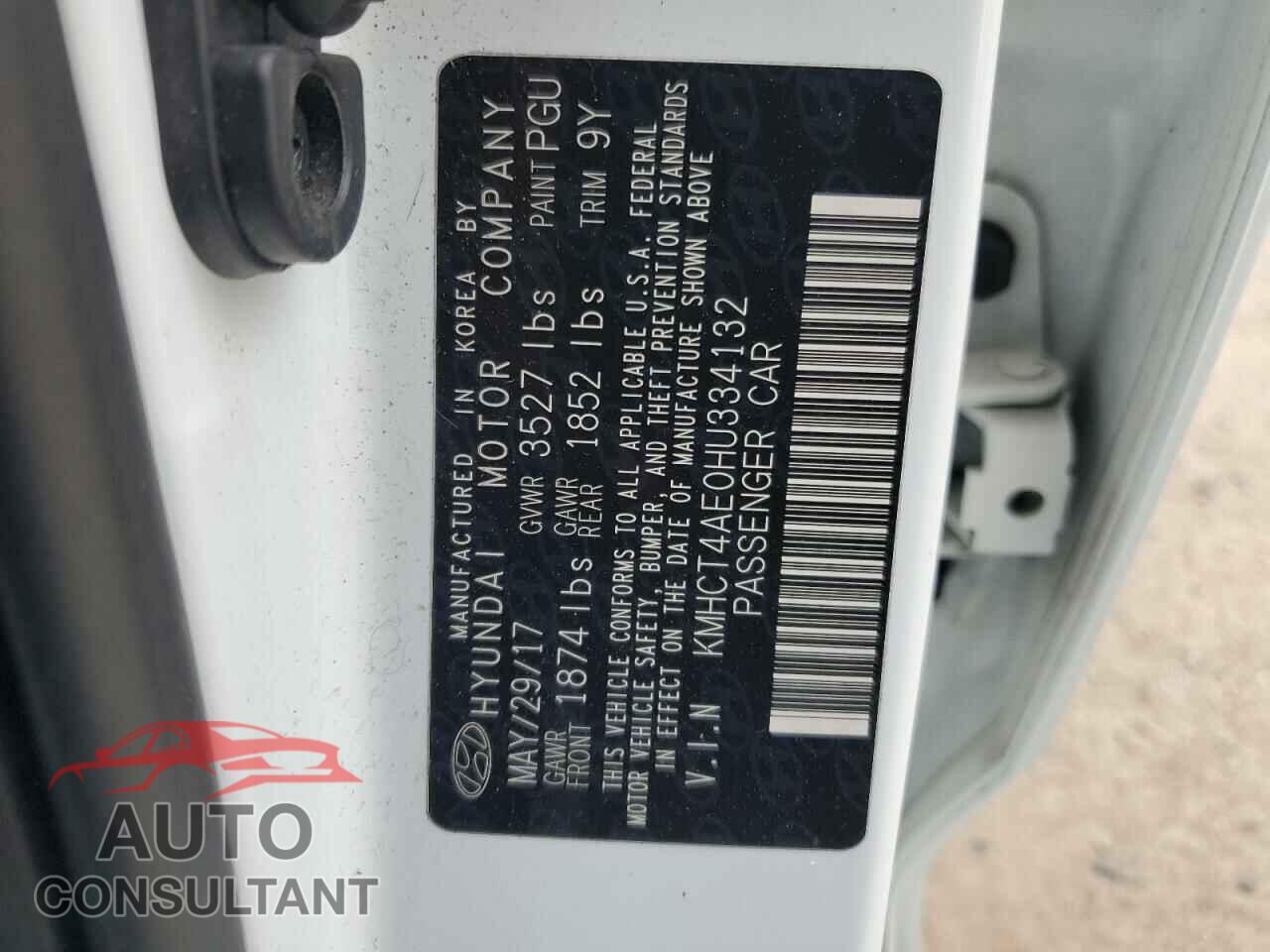 HYUNDAI ACCENT 2017 - KMHCT4AE0HU334132