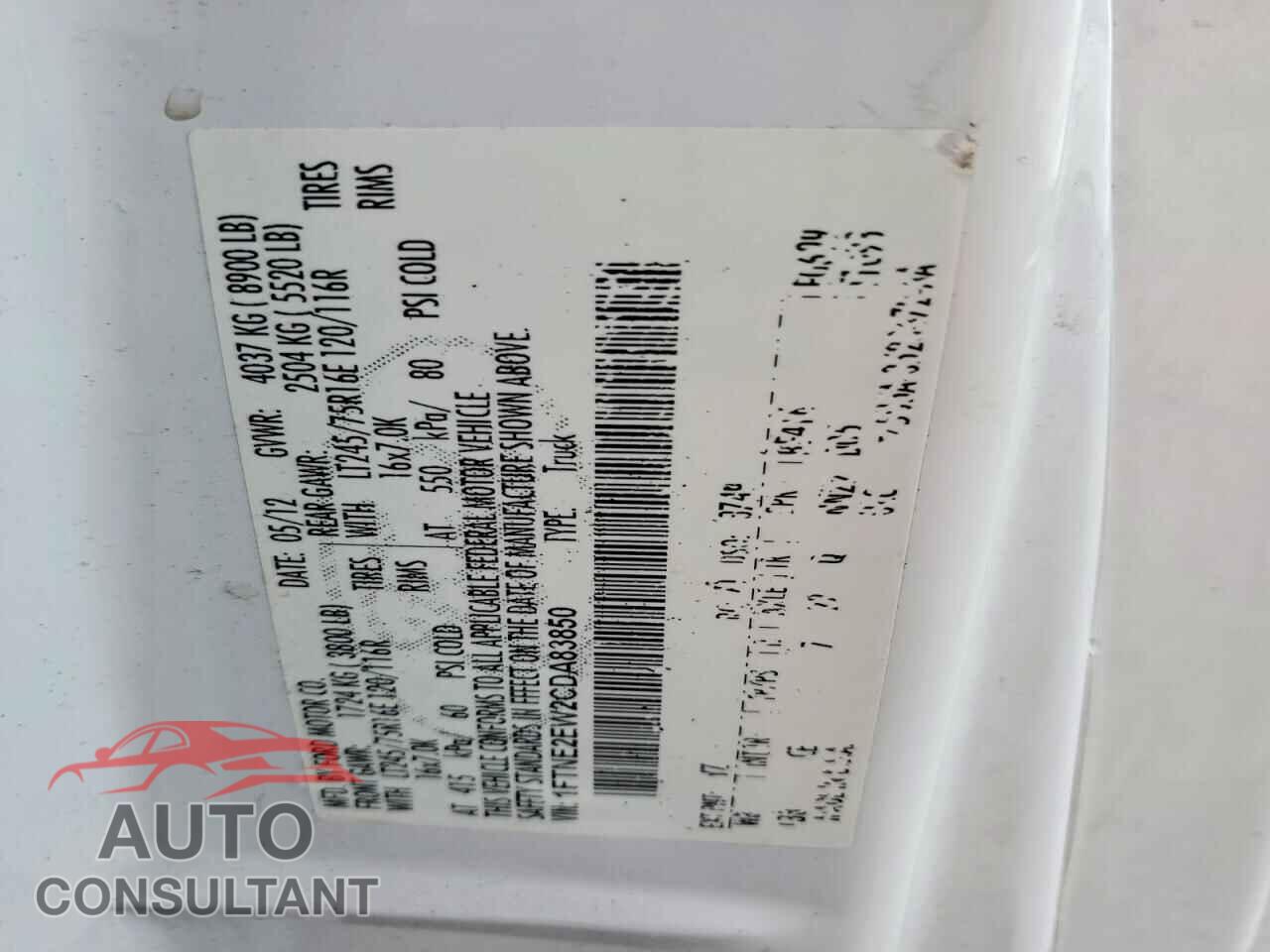 FORD ECONOLINE 2012 - 1FTNE2EW2CDA83850
