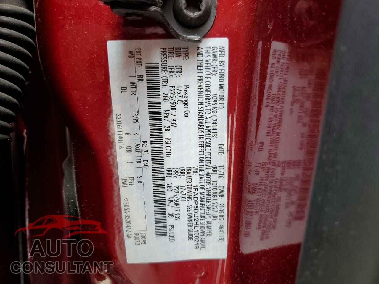 FORD CMAX 2017 - 1FADP5DU2HL100219