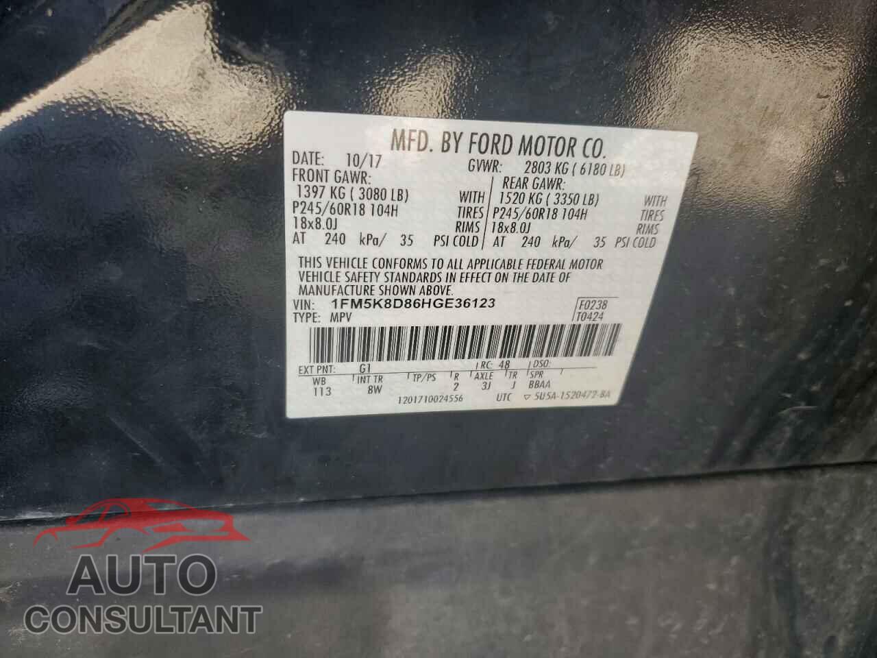 FORD EXPLORER 2017 - 1FM5K8D86HGE36123