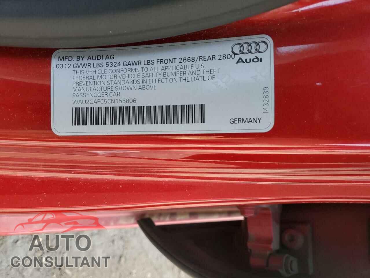 AUDI A7 2012 - WAU2GAFC5CN155806