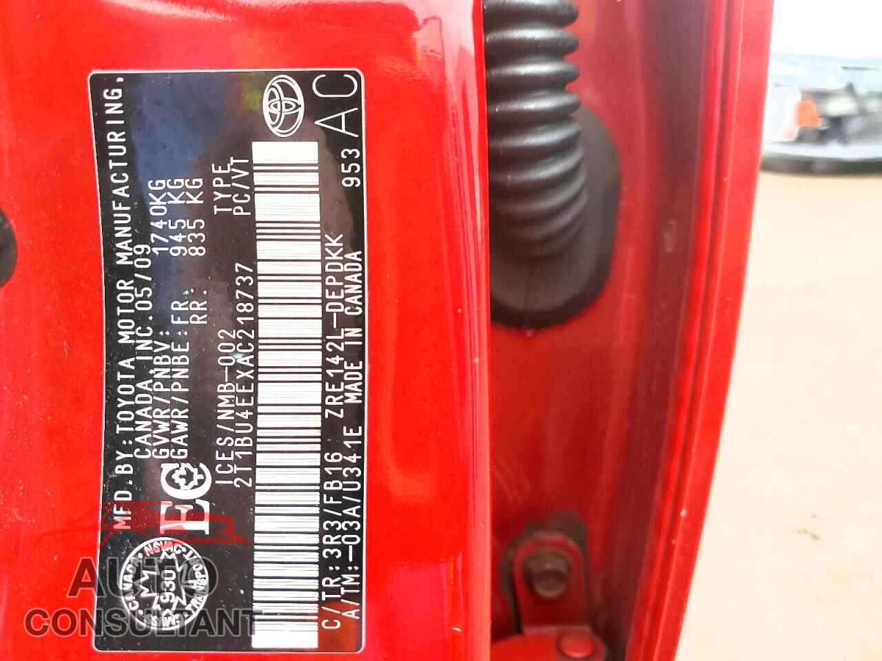 TOYOTA COROLLA 2010 - 2T1BU4EEXAC218737